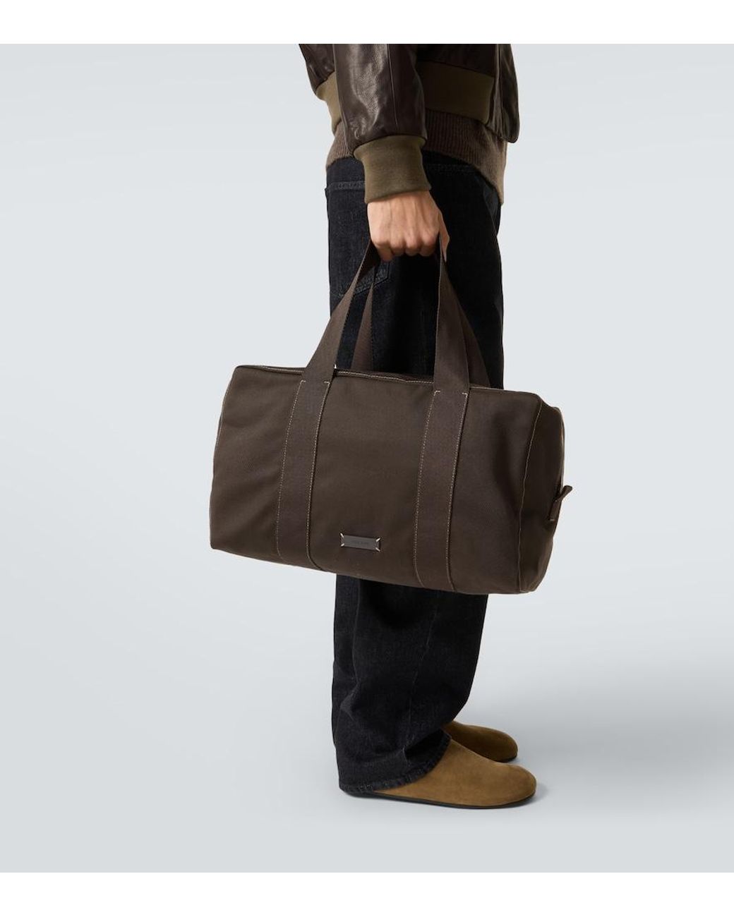The Row Black Sisal Canvas Duffel Bag for men
