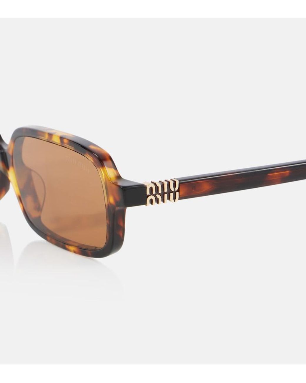 Miu Miu Brown Miu Regard Rectangular Sunglasses