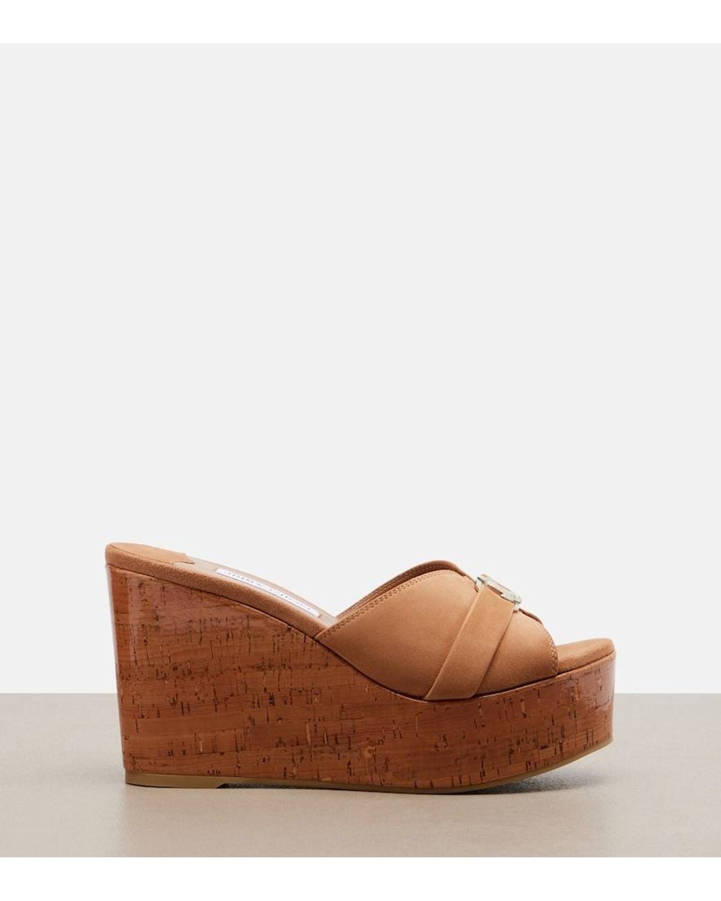 Jimmy Choo Brown Leda Suede Wedge Mules