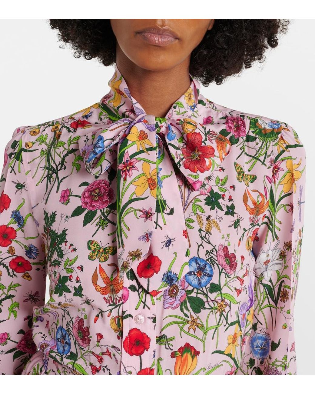 Gucci White Flora Silk Shirt Dress