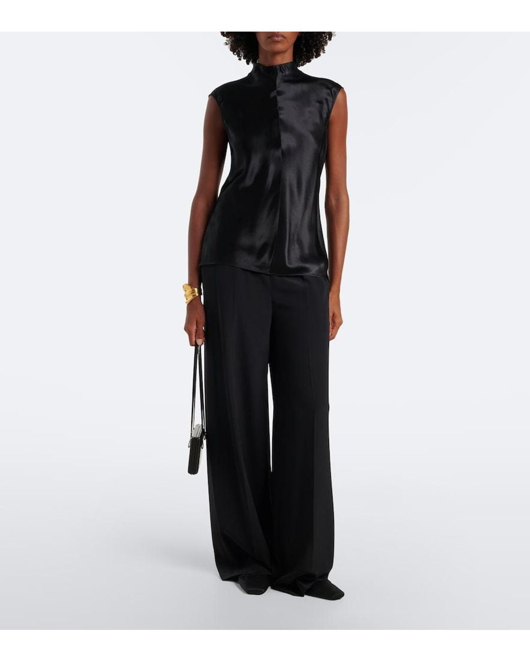 FFORME Black Rhea Satin Top