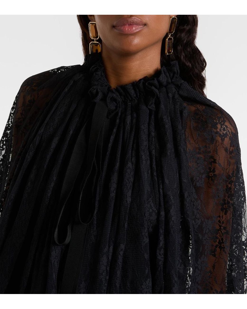 Patou Black Lace Midi Dress