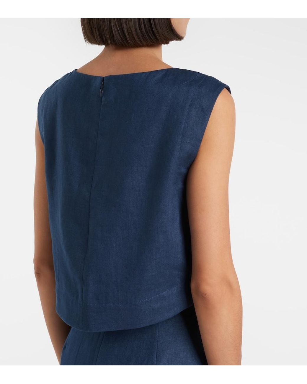 Posse Blue Martina Linen Crop Top
