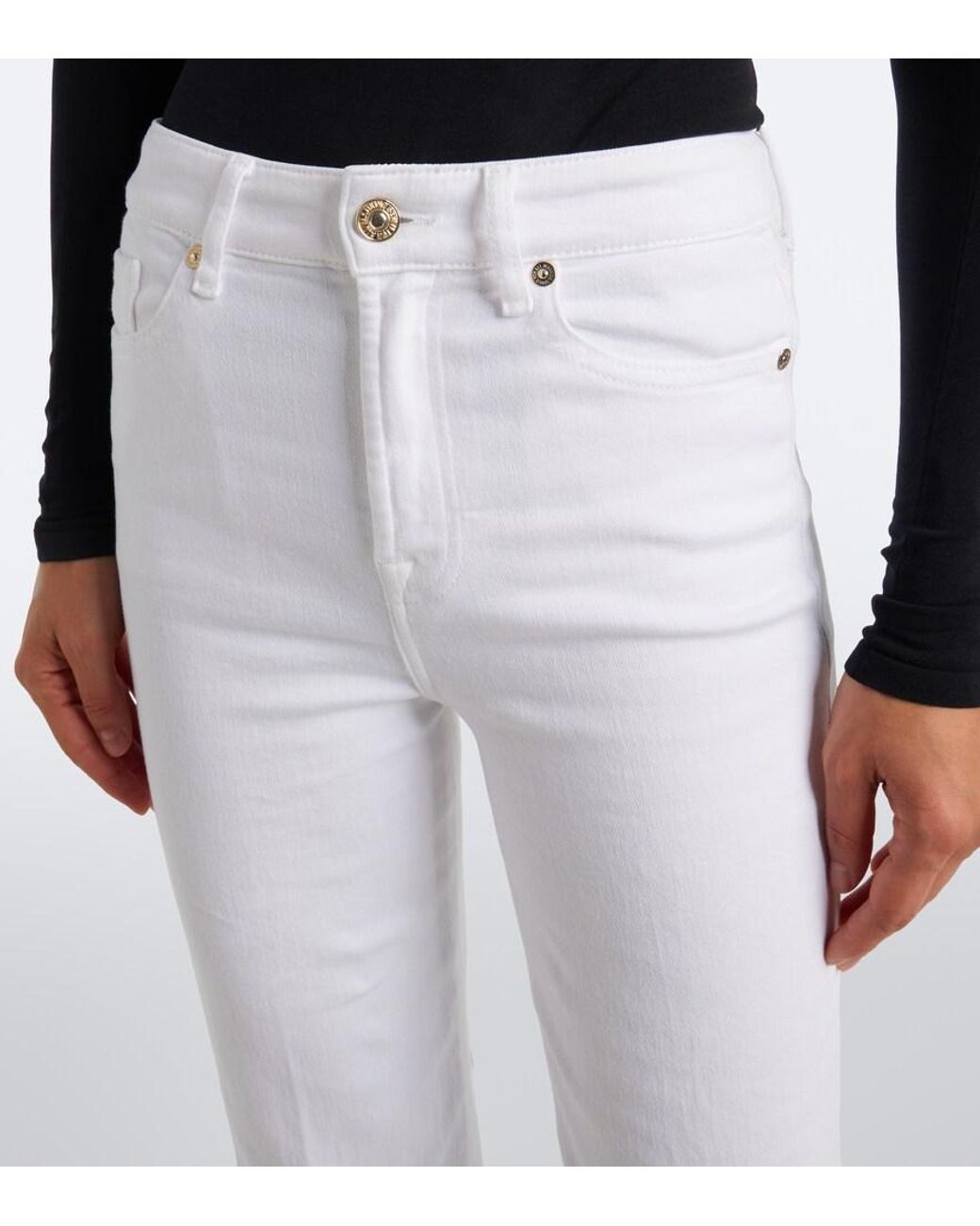 7 For All Mankind White Lisha Flared Jeans