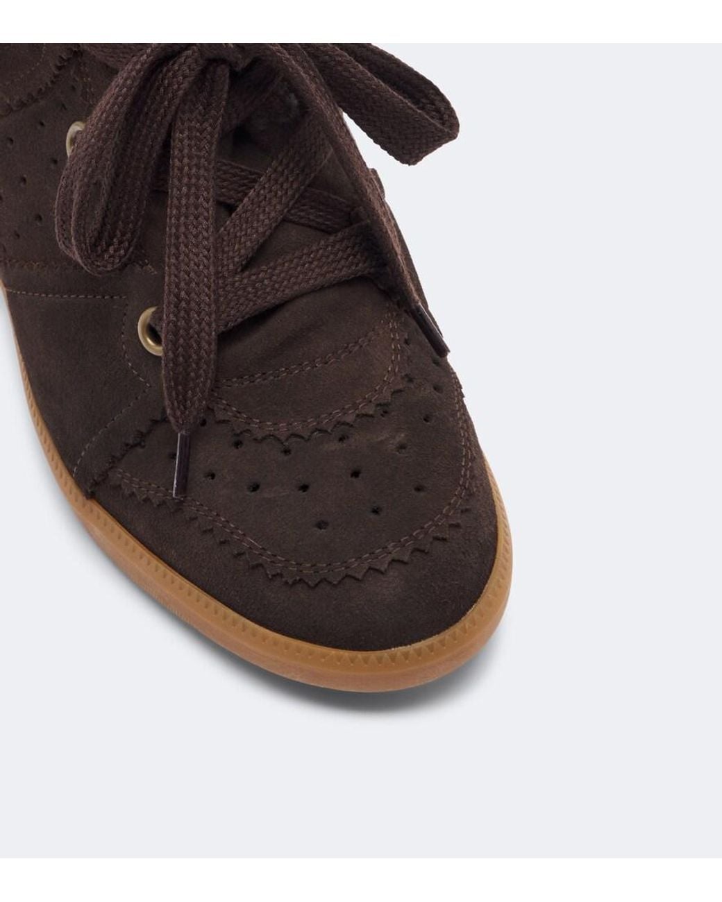 Isabel Marant Brown Bobby Shearling-Lined Suede Wedge Sneakers