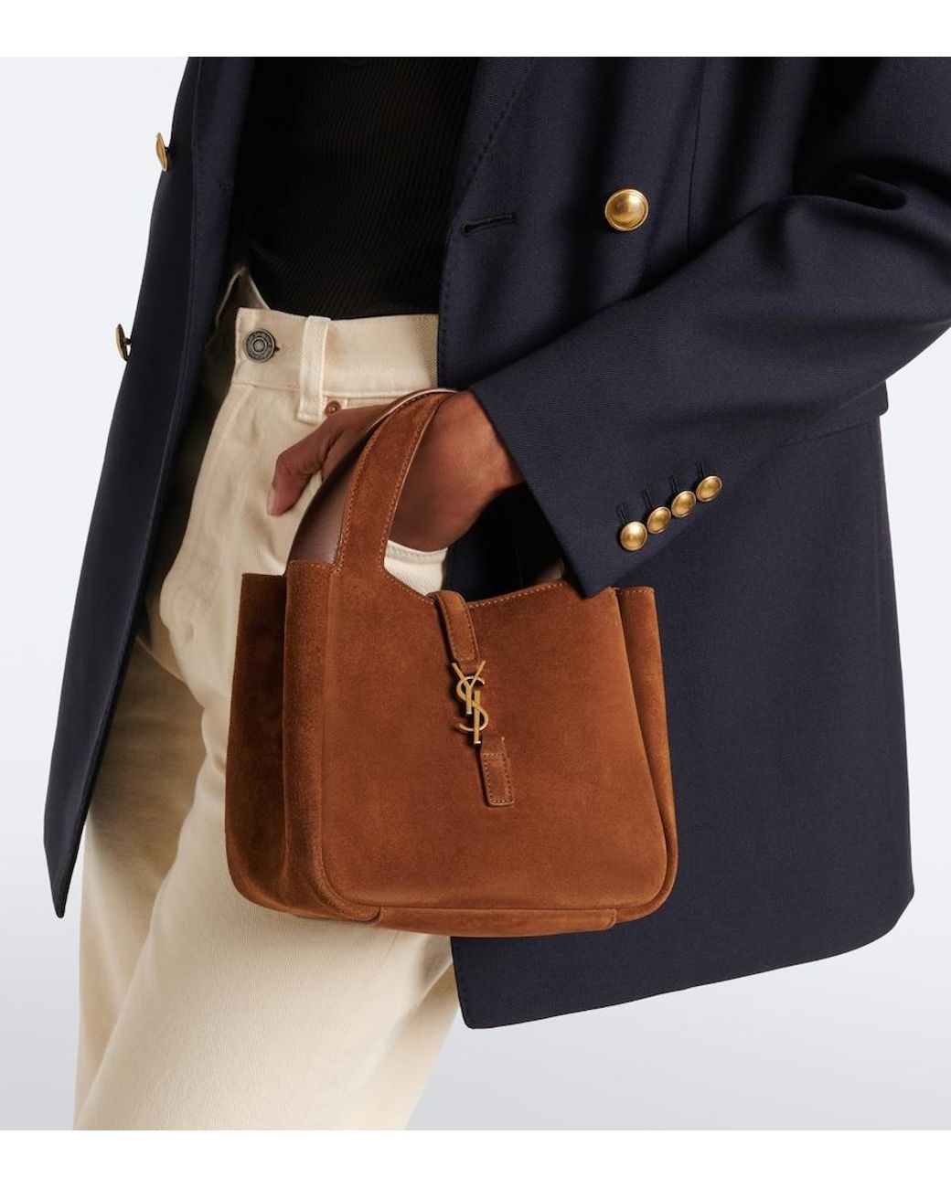 Saint Laurent Brown Le 5 A 7 Suede Shoulder Bag