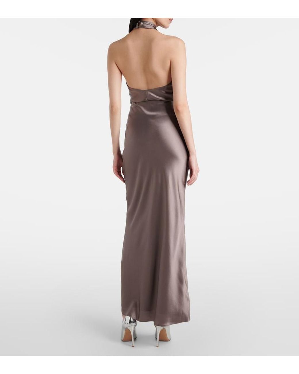 The Sei Brown Silk Charmeuse Maxi Skirt