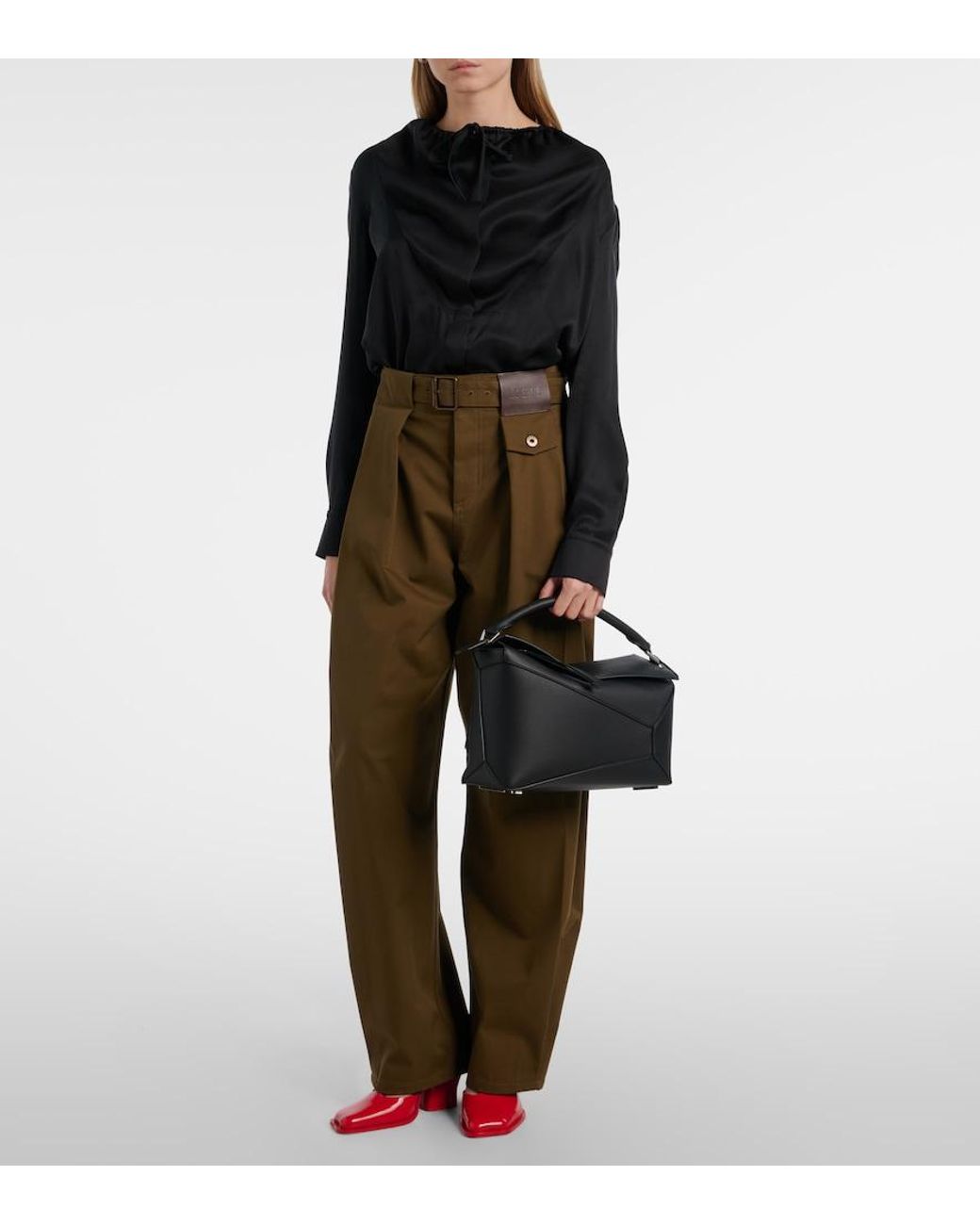 Loewe Black Puzzle Edge Medium Leather Top-Handle Bag