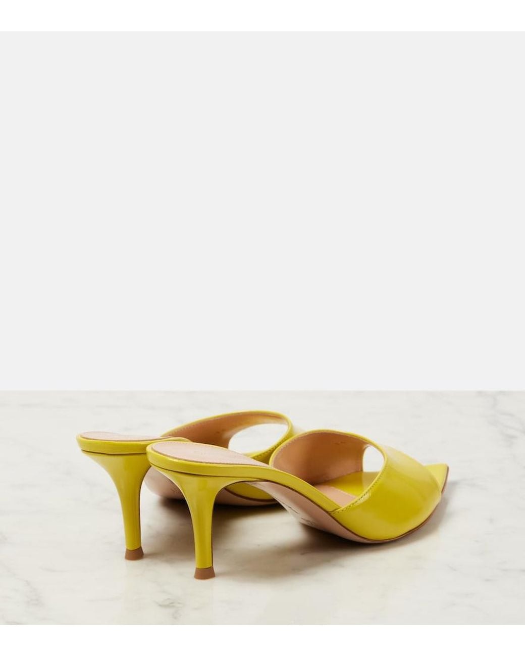 Gianvito Rossi Yellow Pat 70 Leather Mules