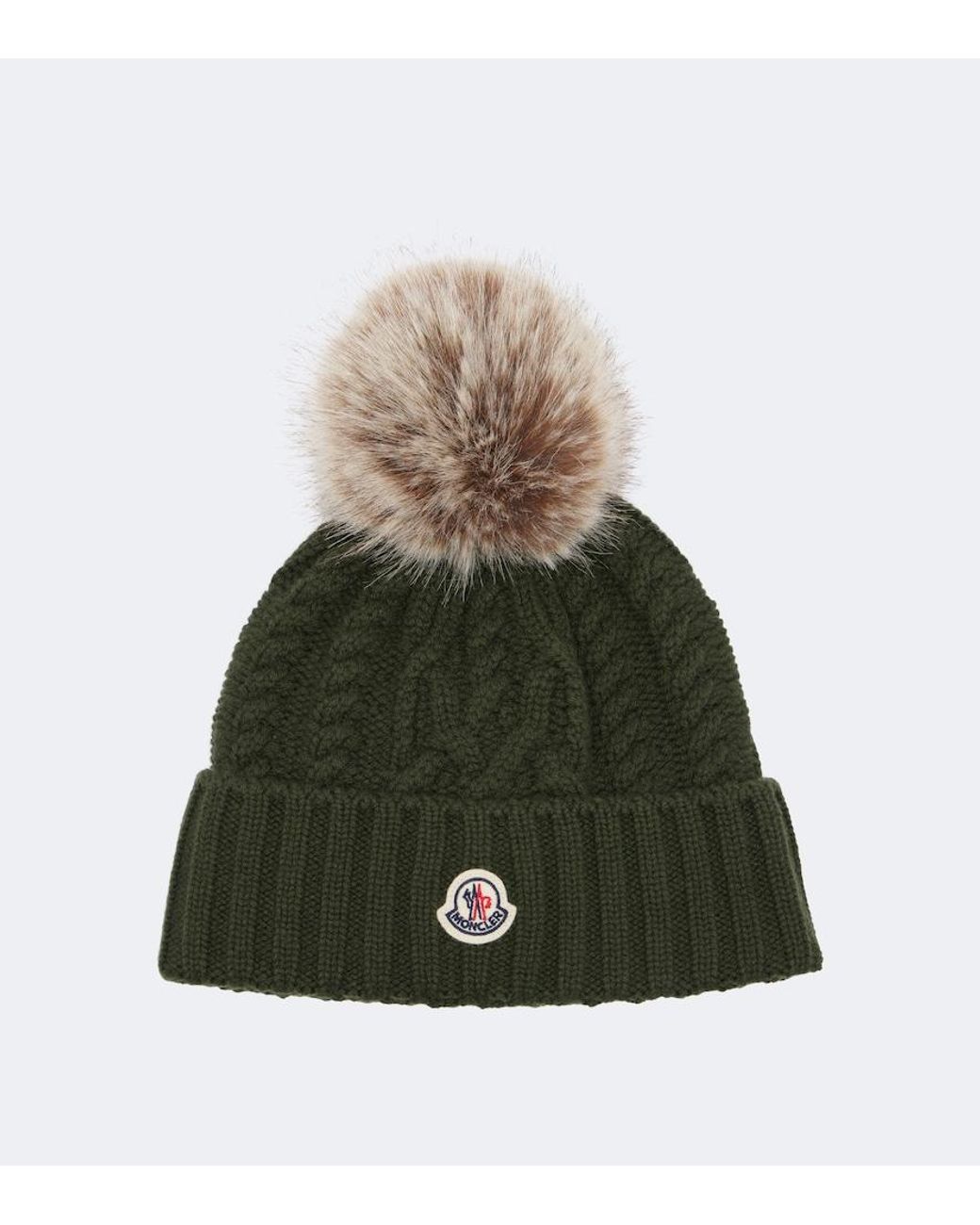 Moncler Green Cable-Knit Wool And Cashmere Beanie