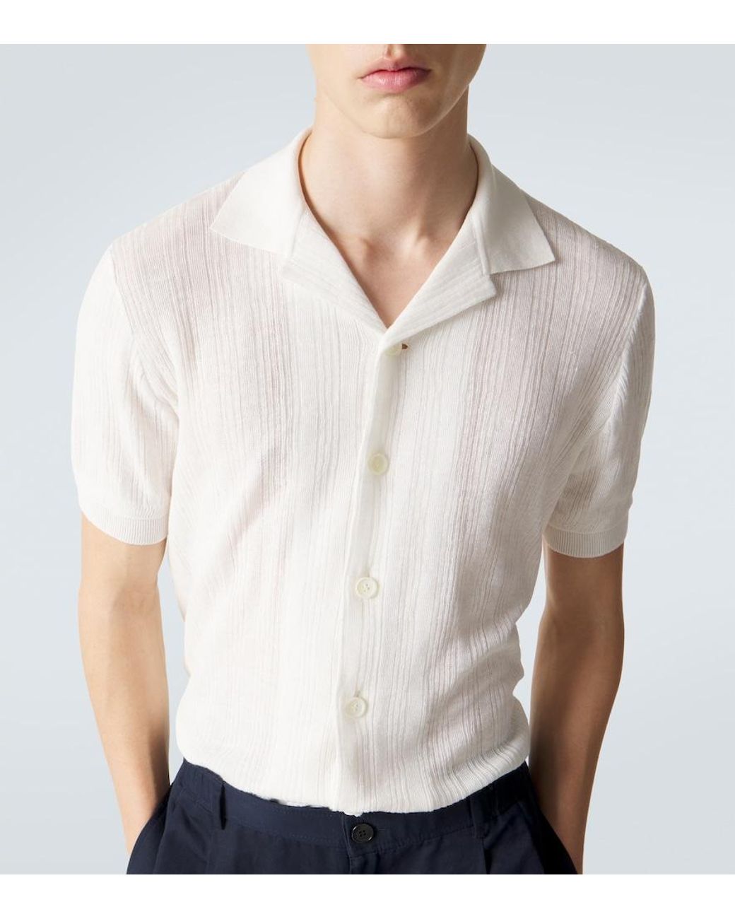 Brioni White Linen And Cotton Shirt for men
