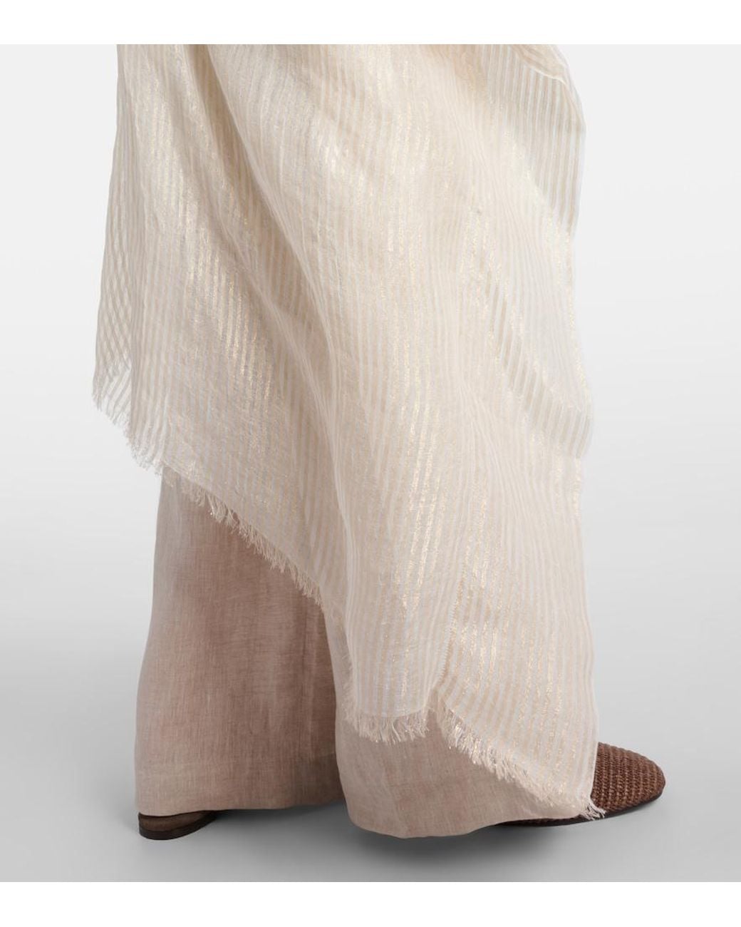Brunello Cucinelli White Cape Aus Einem Leinengemisch