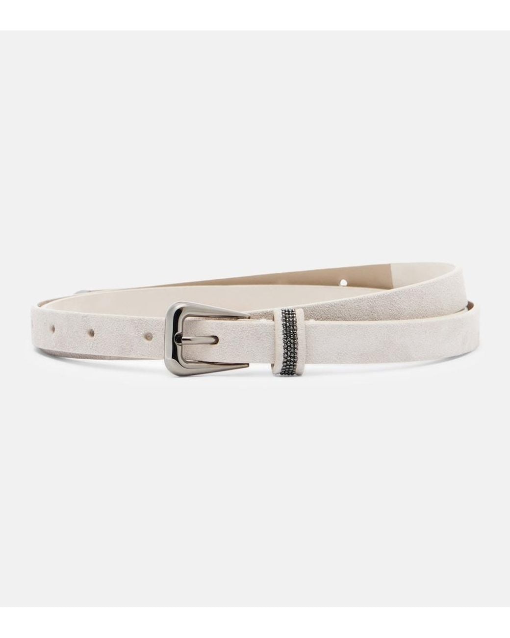 Brunello Cucinelli Natural Monili Suede Belt
