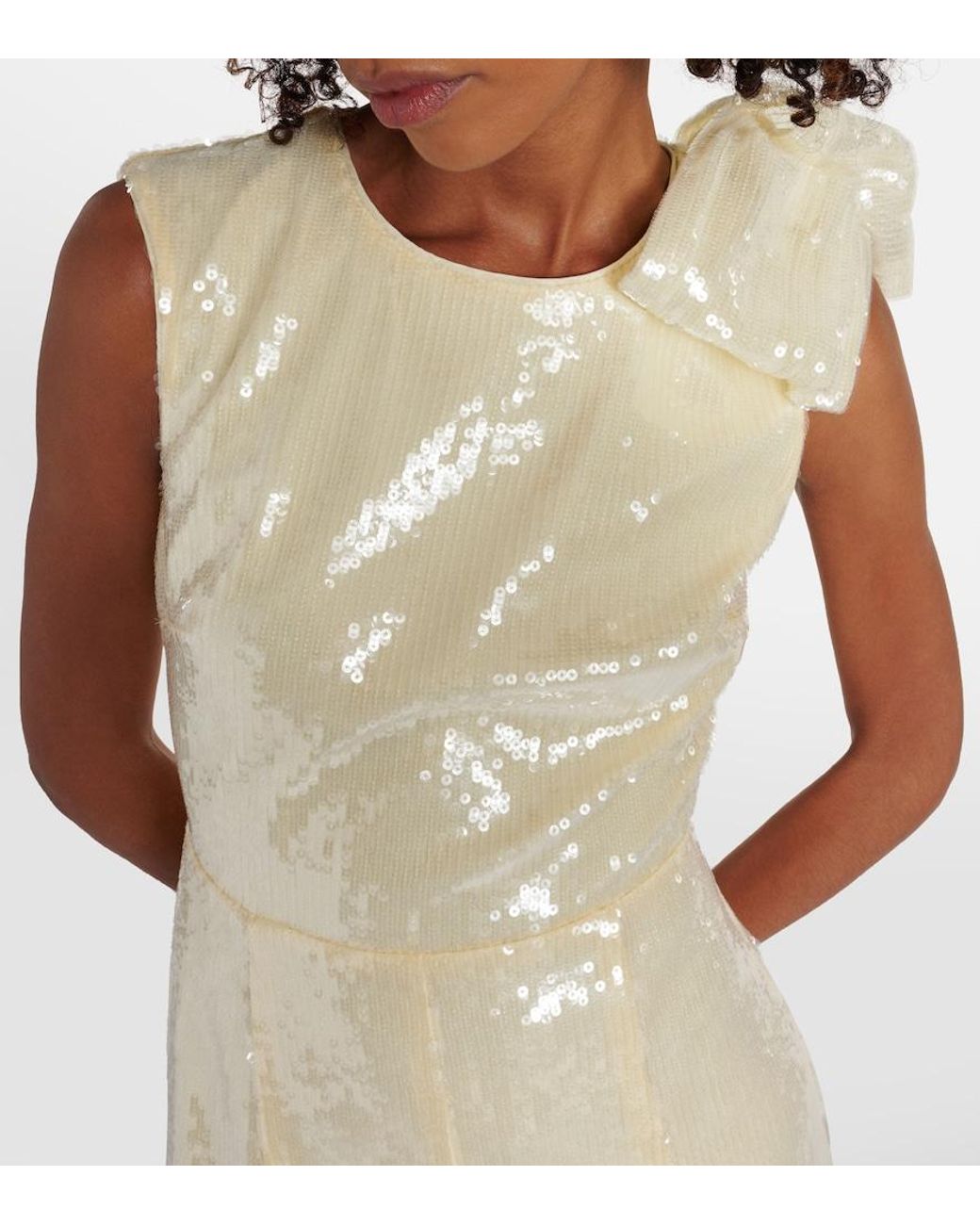 Roland Mouret Metallic Sequined Flared Midi Dress