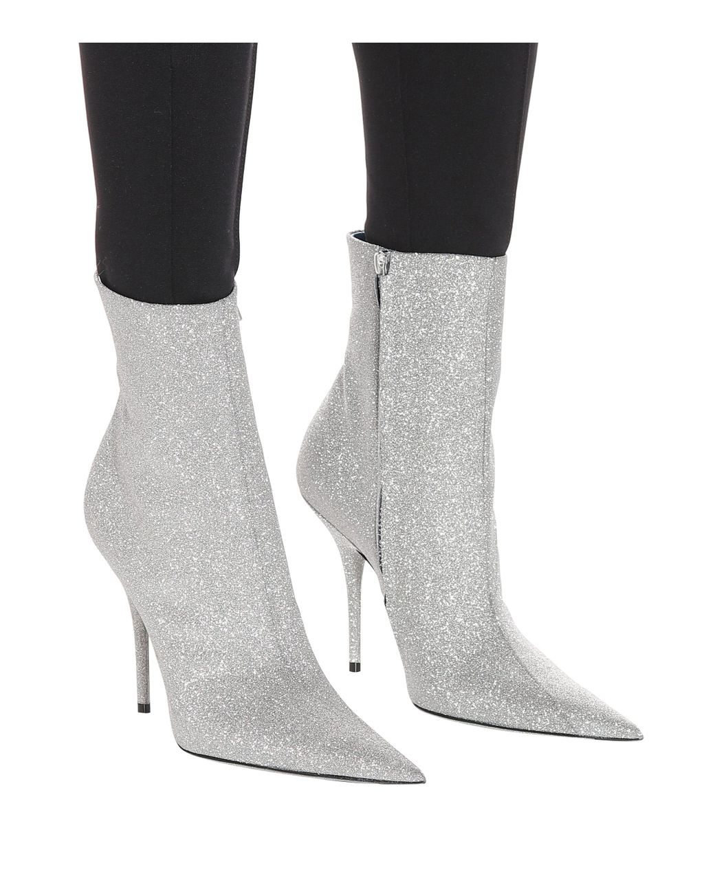 Balenciaga Gummi Ankle Boots Slash Heel mit Glitter in Mettallic | Lyst DE