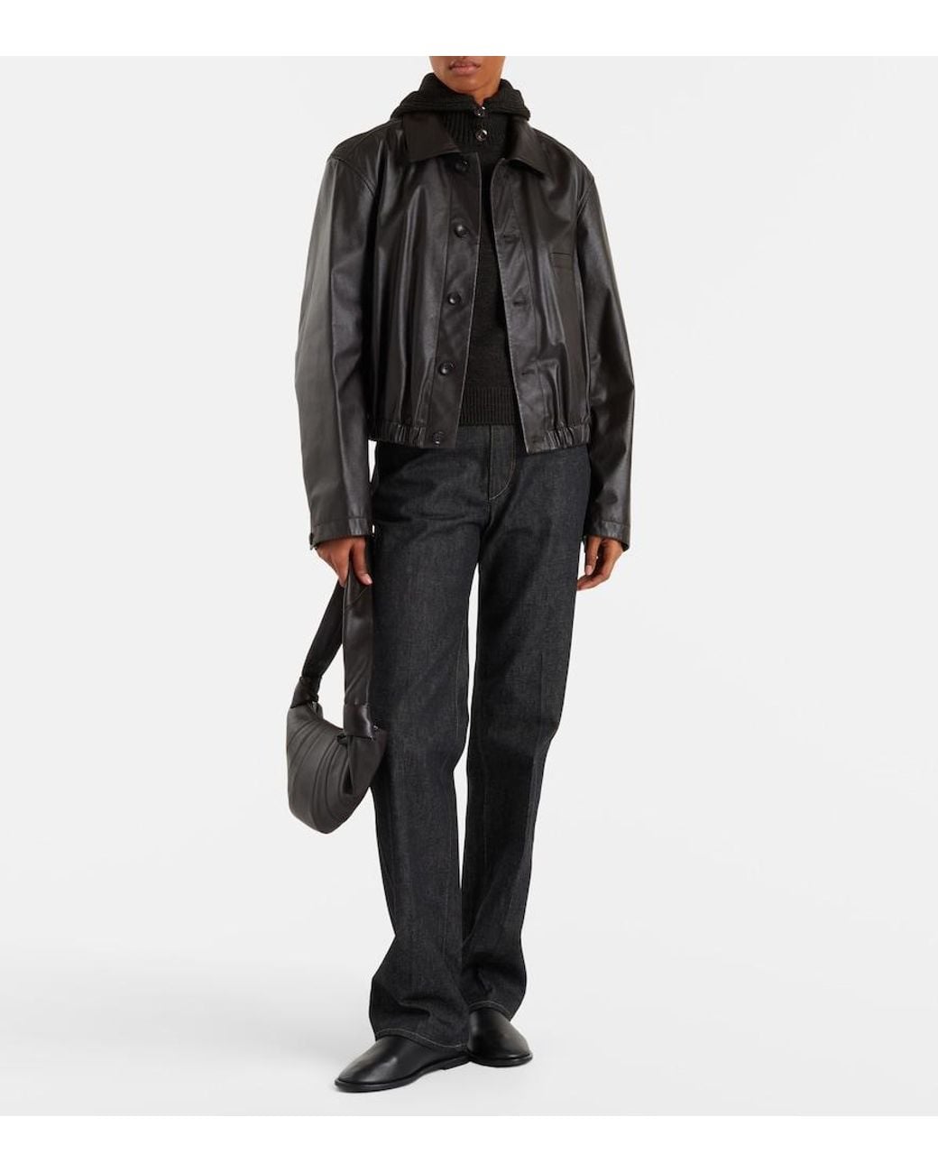 Lemaire Black Croissant Small Leather Shoulder Bag