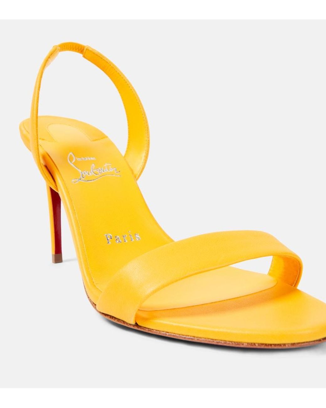 Christian Louboutin Yellow O Marylin 100 Leather Slingback Sandals