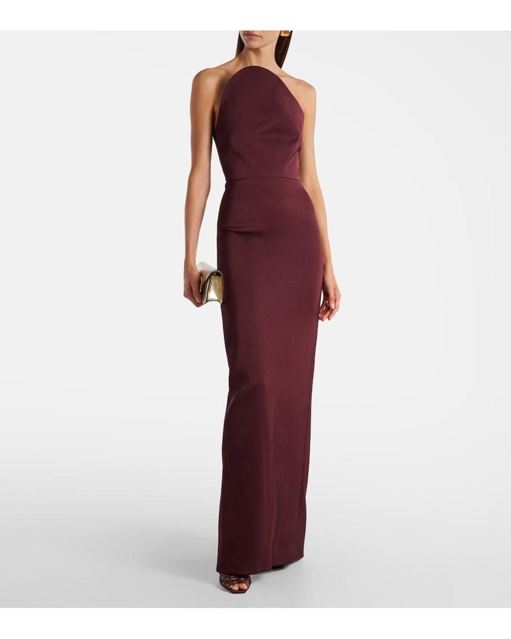 David Koma Purple Asymmetric Satin Gown