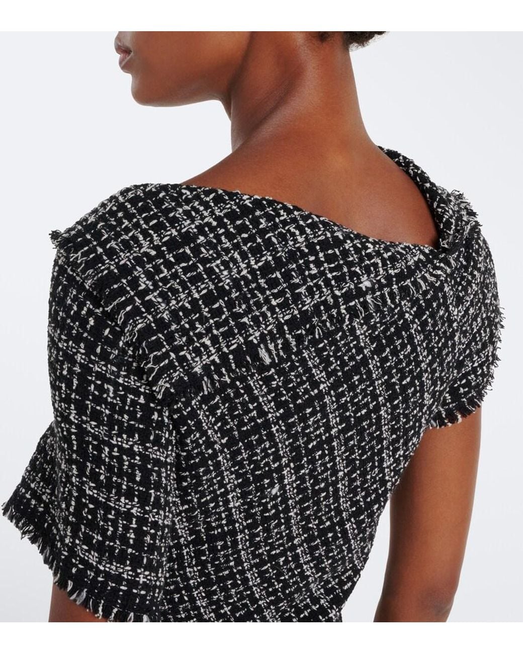 Erdem Black Checked Cotton-Blend Tweed Midi Dress