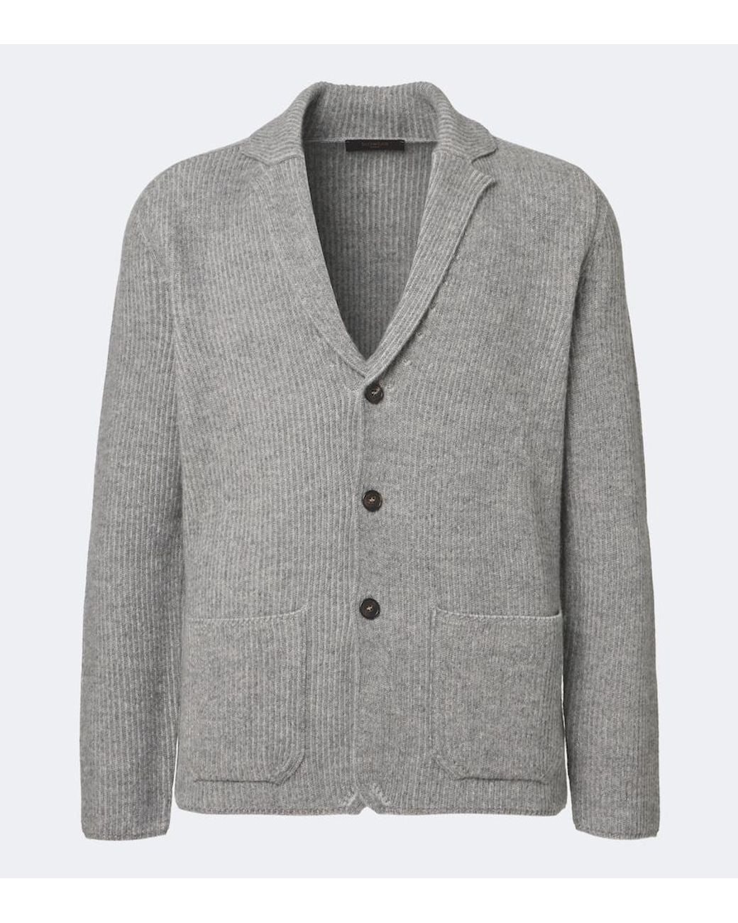 Slowear Gray Virgin Wool Cardigan for men