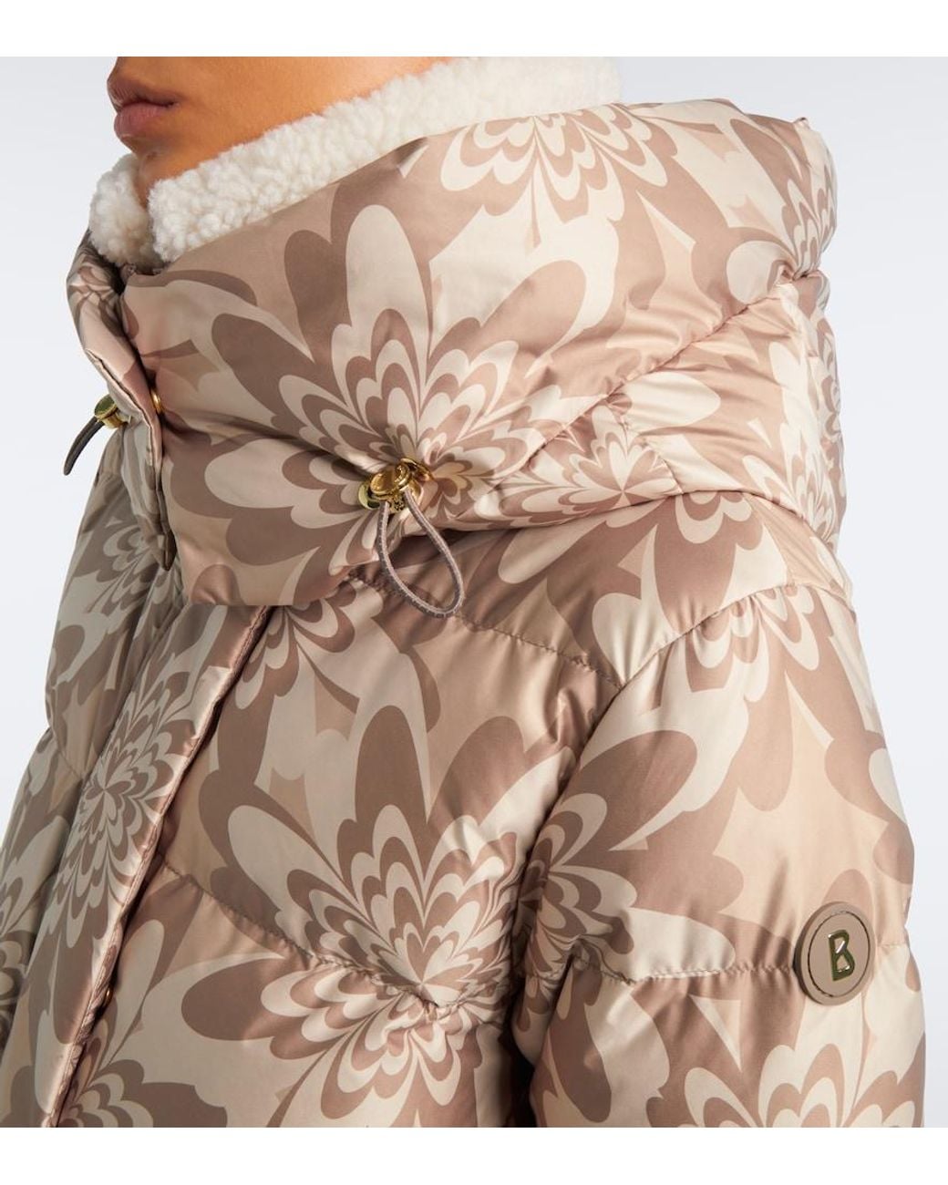 Bogner Brown Naia Hooded Printed Down Ski Jacket