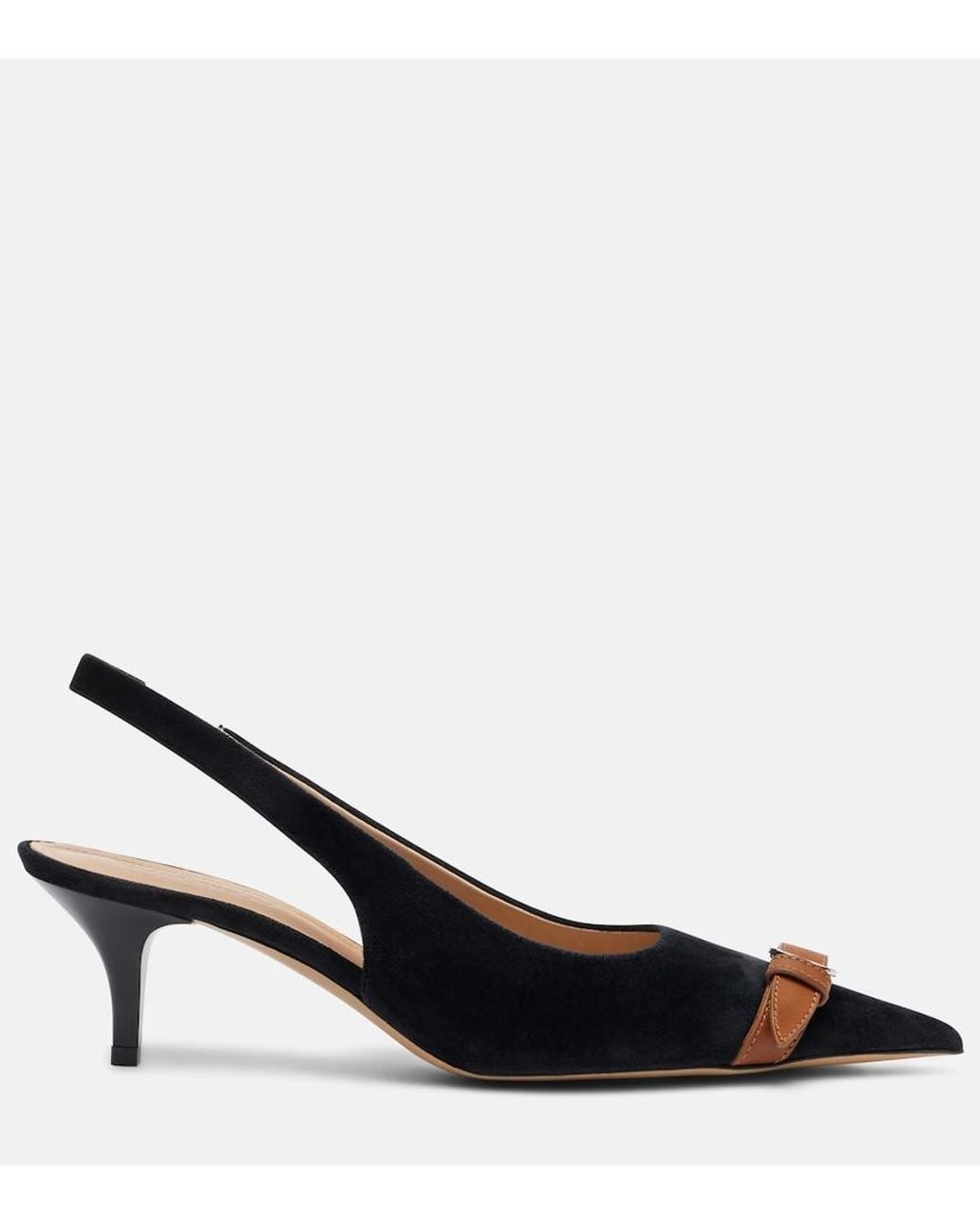 J.W. Anderson Black Leather-Trimmed Velvet Slingback Pumps