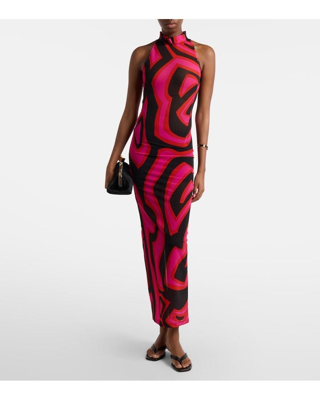 Emilio Pucci Red Labirinto Halterneck Maxi Dress