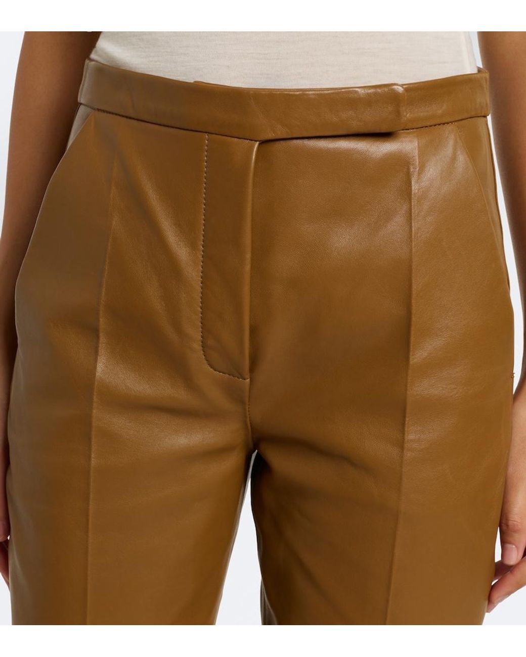 Dorothee Schumacher Brown Leather Flared Pants