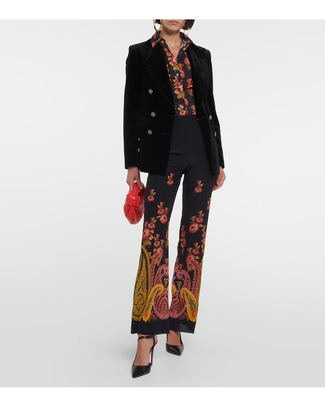 Etro Red Floral Cotton-Blend Shirt