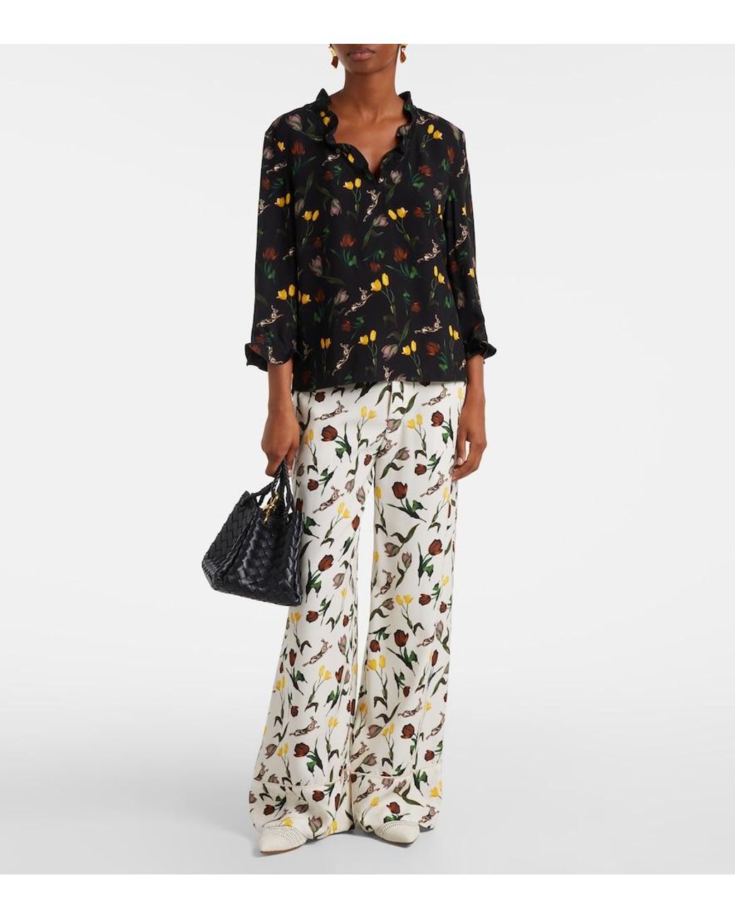 Marni Black Ruffled Floral Top