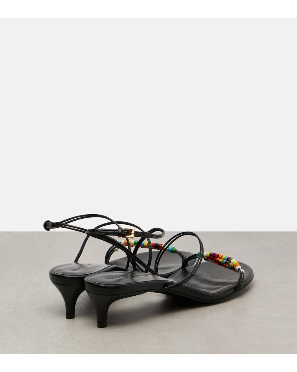 Khaite Black Loop 35 Beaded Leather Sandals