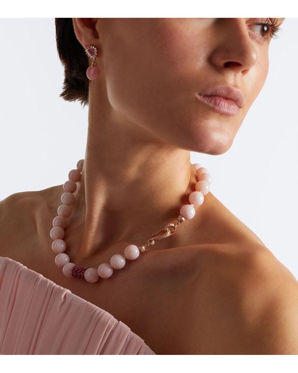Suzanne Kalan Pink Infinite 18Kt Rose Beaded Necklace With Gemstones