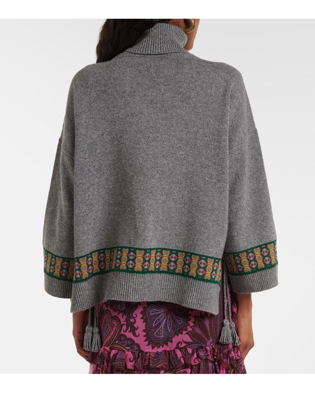 Etro Gray Wool, Cashmere, And Cotton-Blend Sweater
