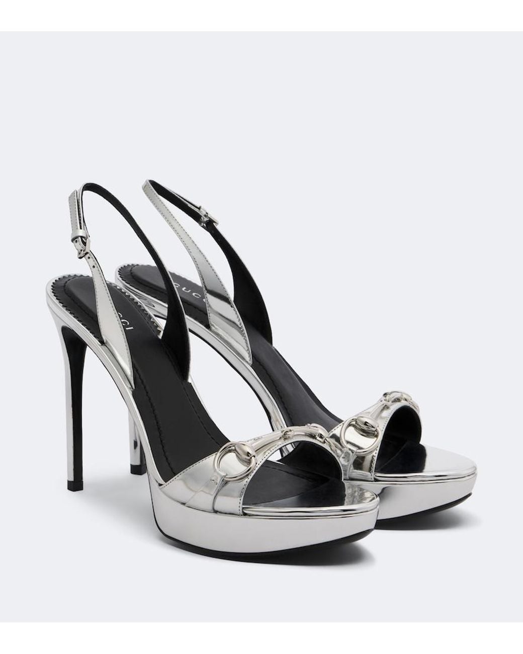 Gucci Donna Metallic Leather Platform Sandals