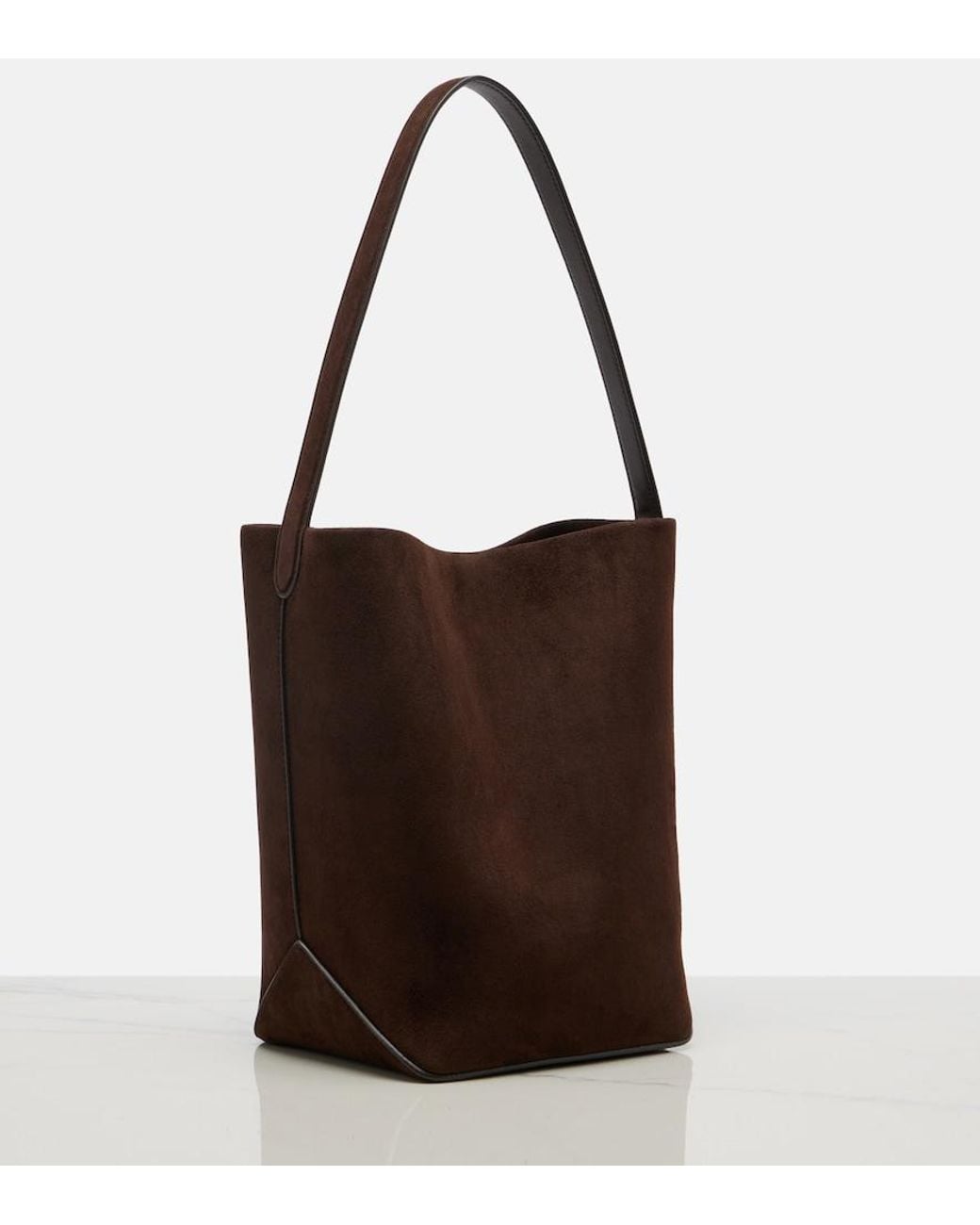 The Row Brown Tote Bag N/S Park Edge Medium Aus Veloursleder