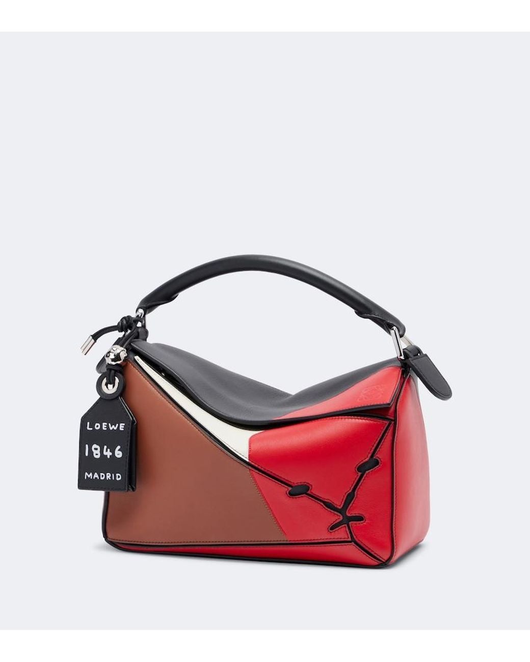 Loewe Red Puzzle Lion Intarsio Small Shoulder Bag