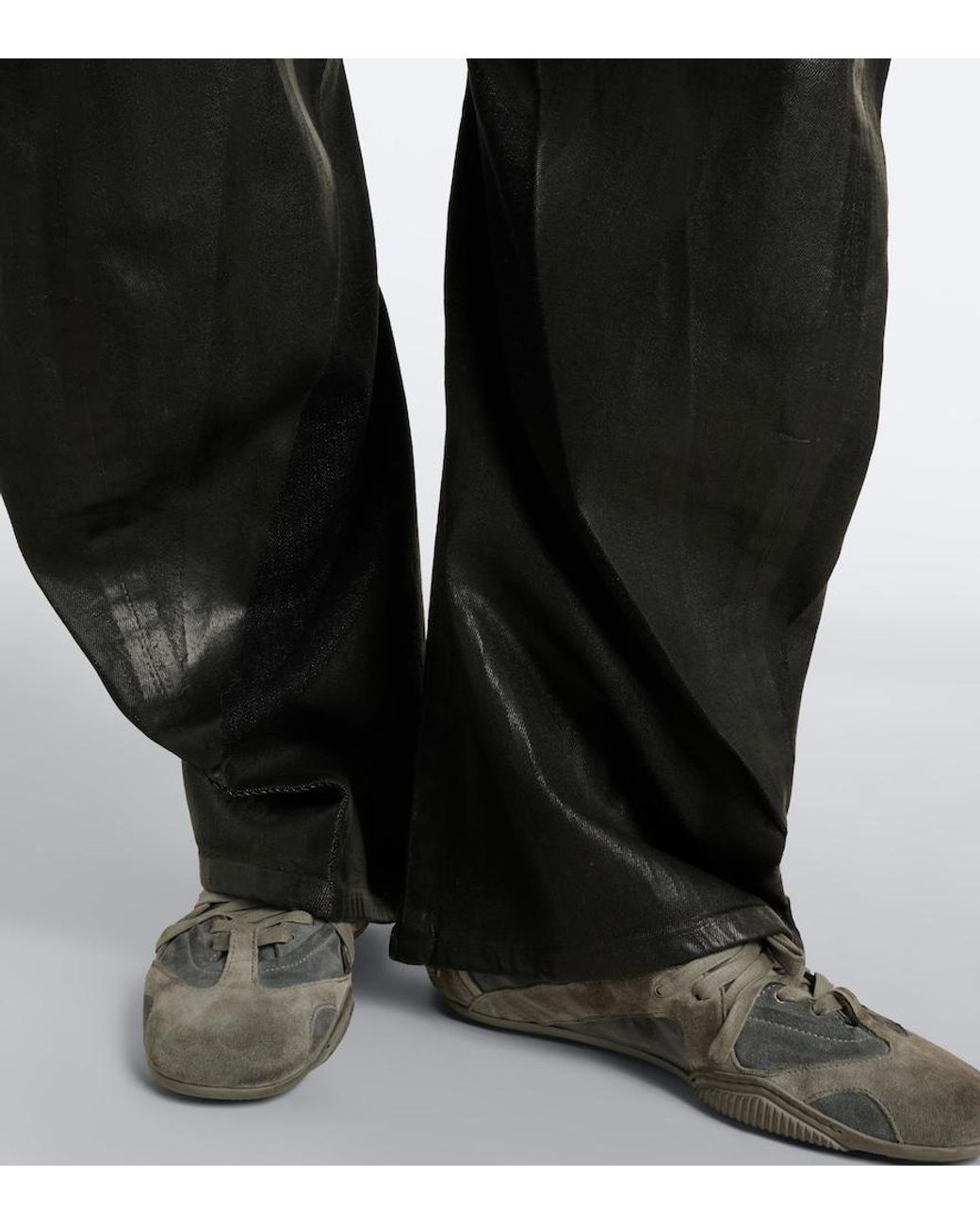 Acne Black Coated Barrel-Leg Jeans