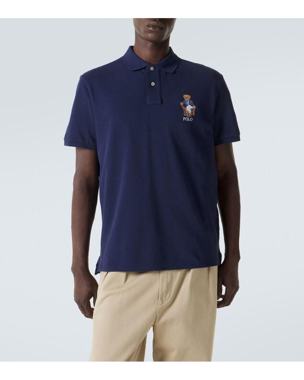 Polo Ralph Lauren Blue Polo Bear Cotton Pique Polo Shirt for men