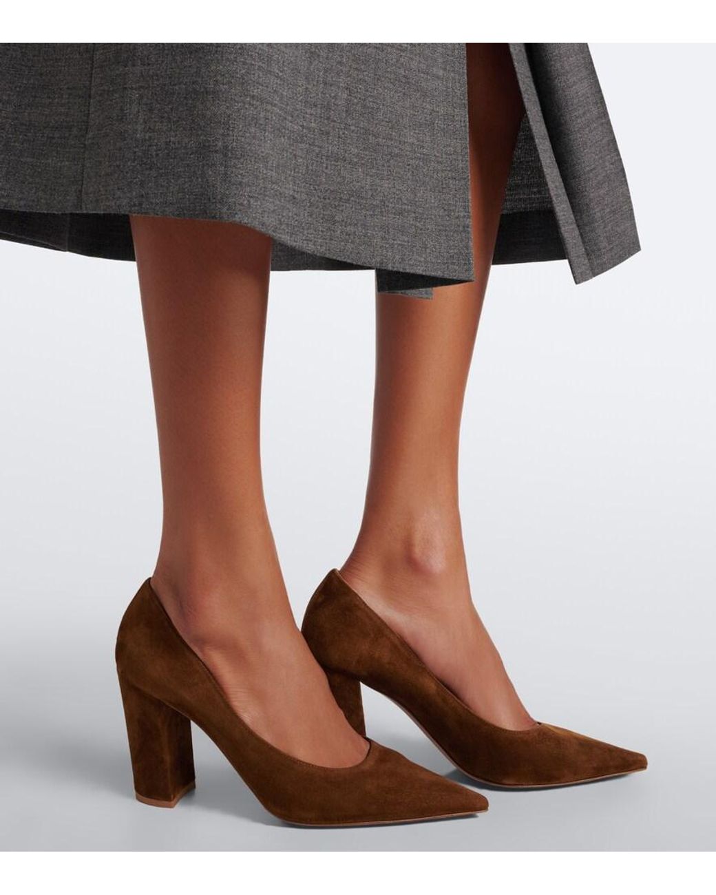Gianvito Rossi Brown Piper Suede Pumps
