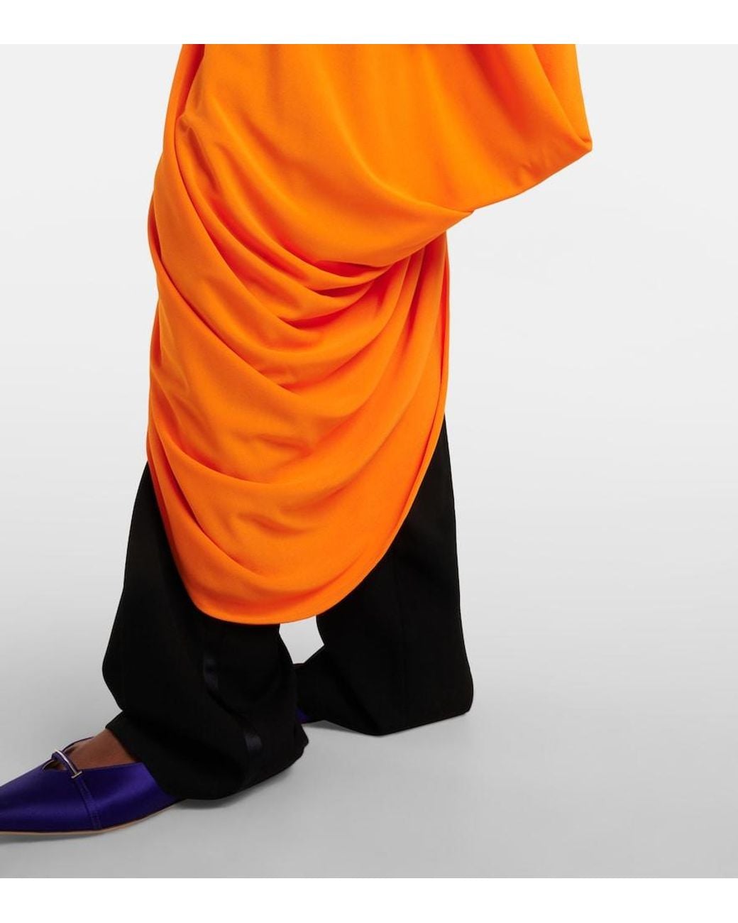 Tom Ford Orange Asymmetric Draped Crepe Jersey Top