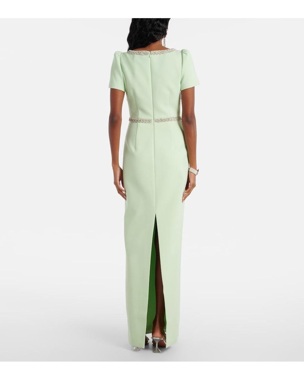 Self-Portrait Green Embellished Crepe Gown