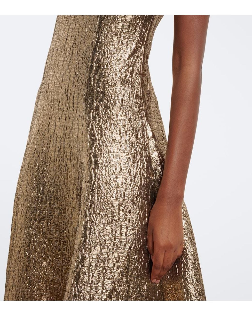 Roland Mouret Natural Lame Jacquard Gown