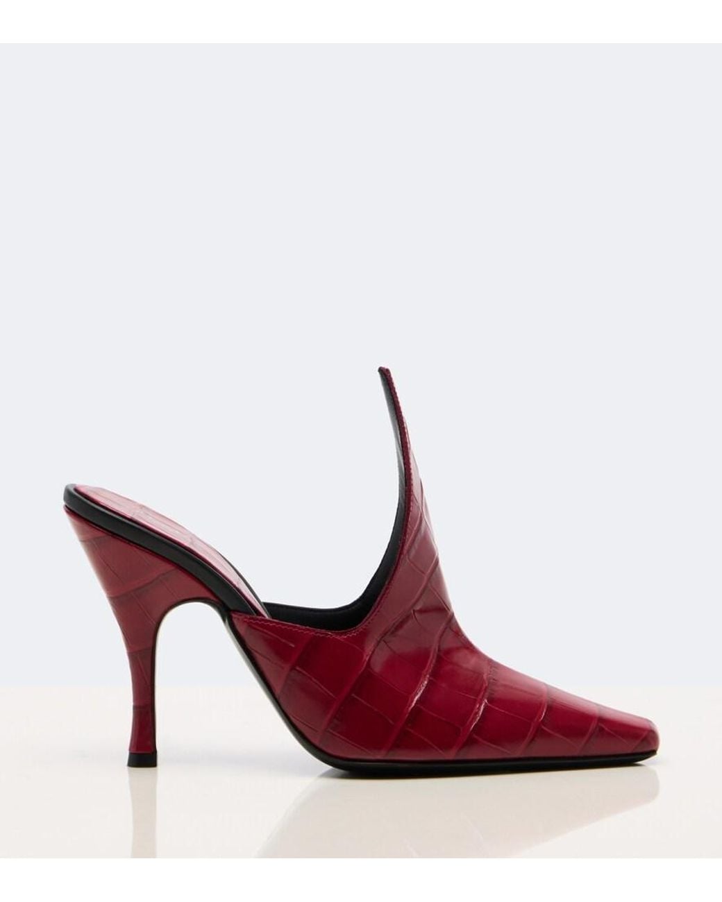 Alaïa Red Croc-Effect Leather Mules