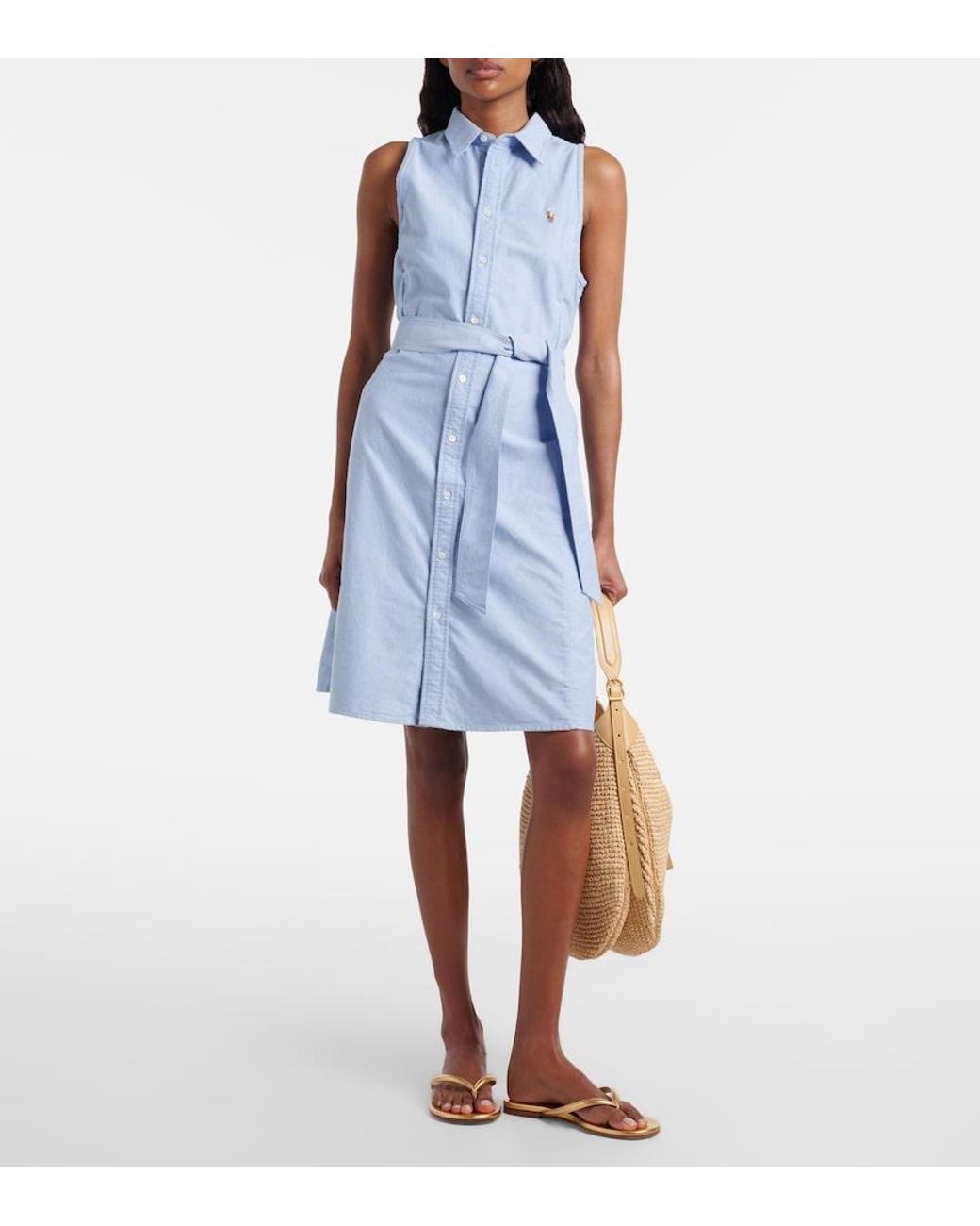 Polo Ralph Lauren Blue Cotton Shirt Dress