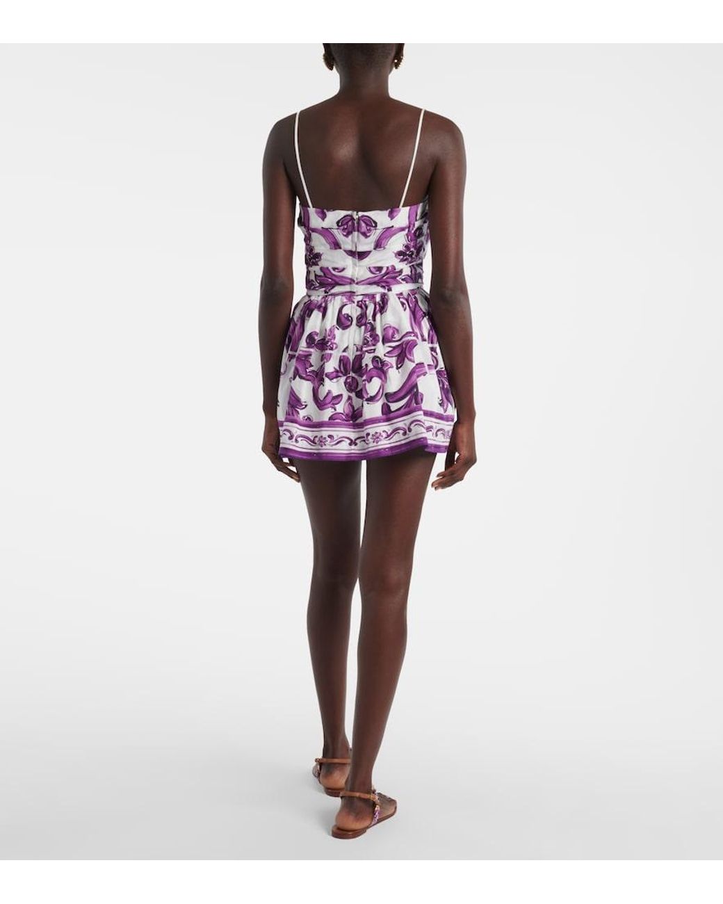 Dolce & Gabbana Purple Short Printed Dress