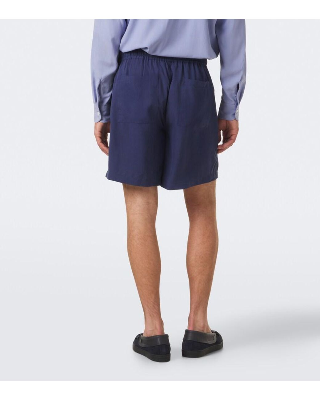 Saman Amel Blue Silk Shorts for men