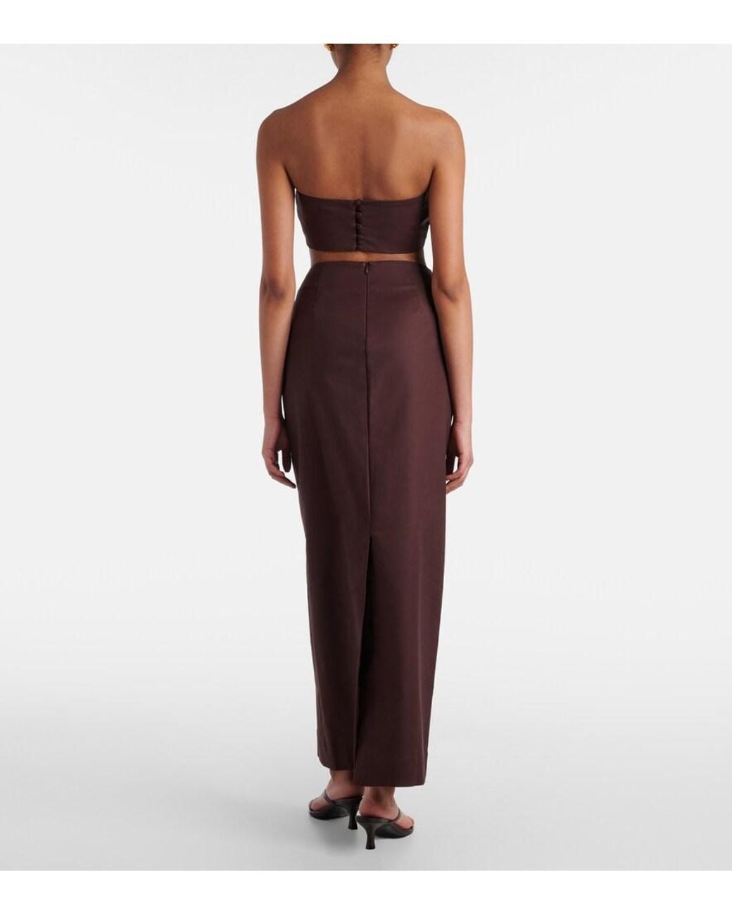 Adriana Degreas Red Embellished Cotton-Blend Bandeau Top