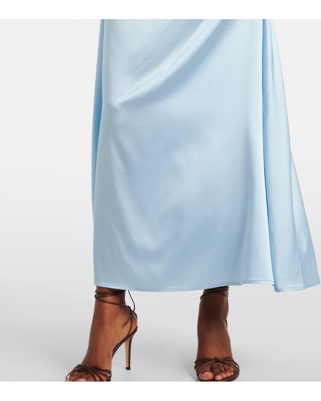 Staud Blue Phare Silk-Blend Satin Cocktail Dress