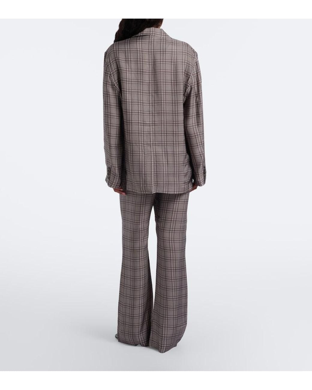 Acne Gray Checked Wide-Leg Pants