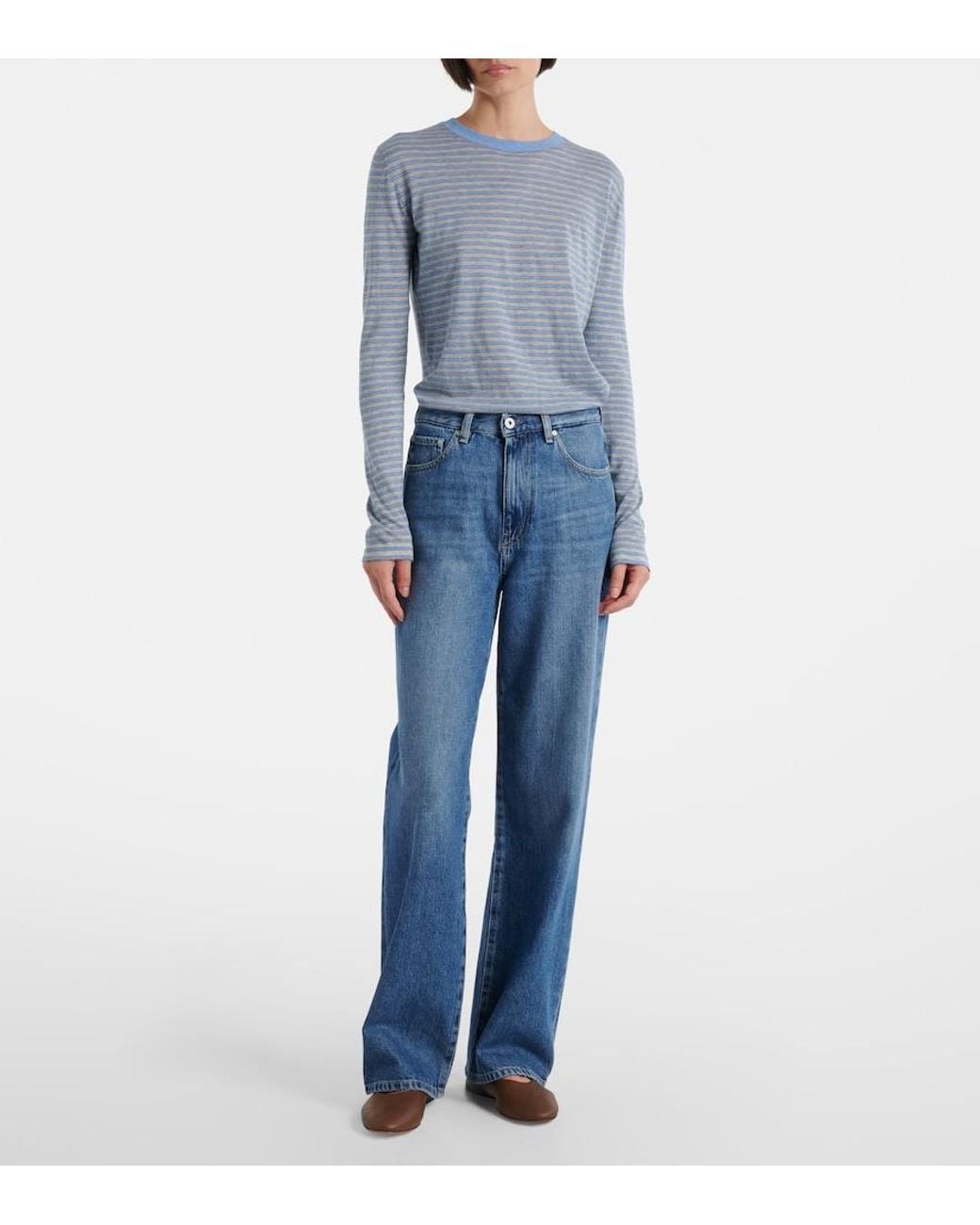 AG Jeans Blue Kora Mid-Rise Wide-Leg Jeans